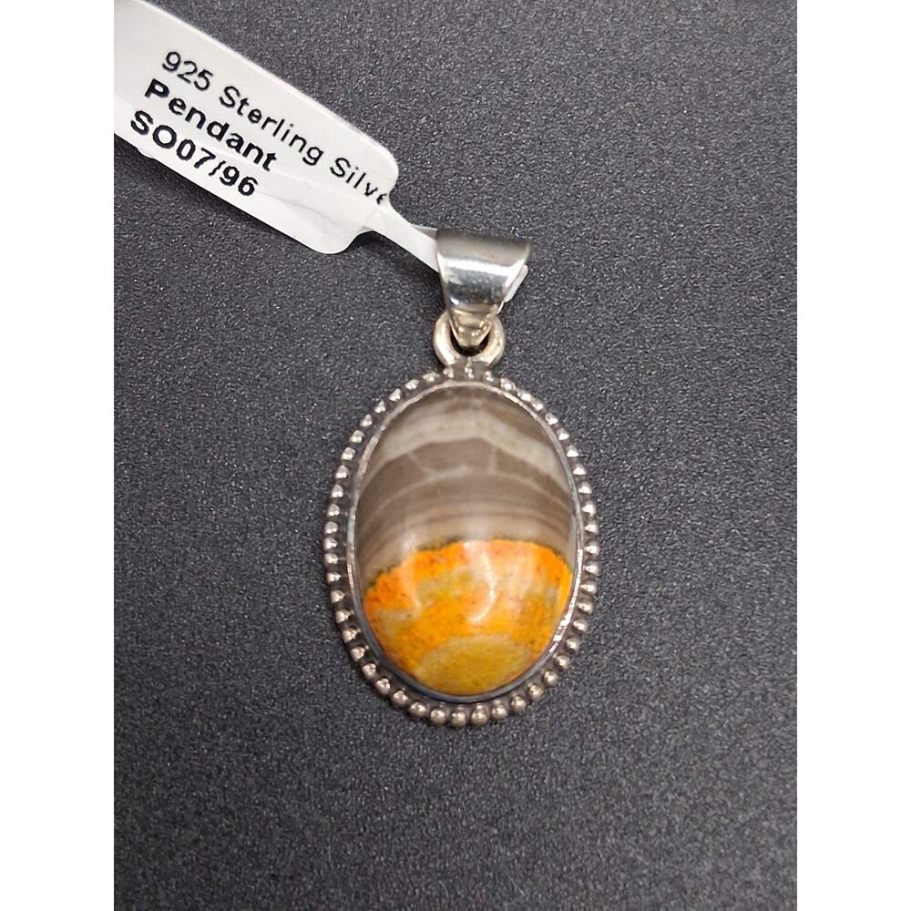 Bumblebee Jasper Pendant, Southwestern Style, Sterling Silver, Native American